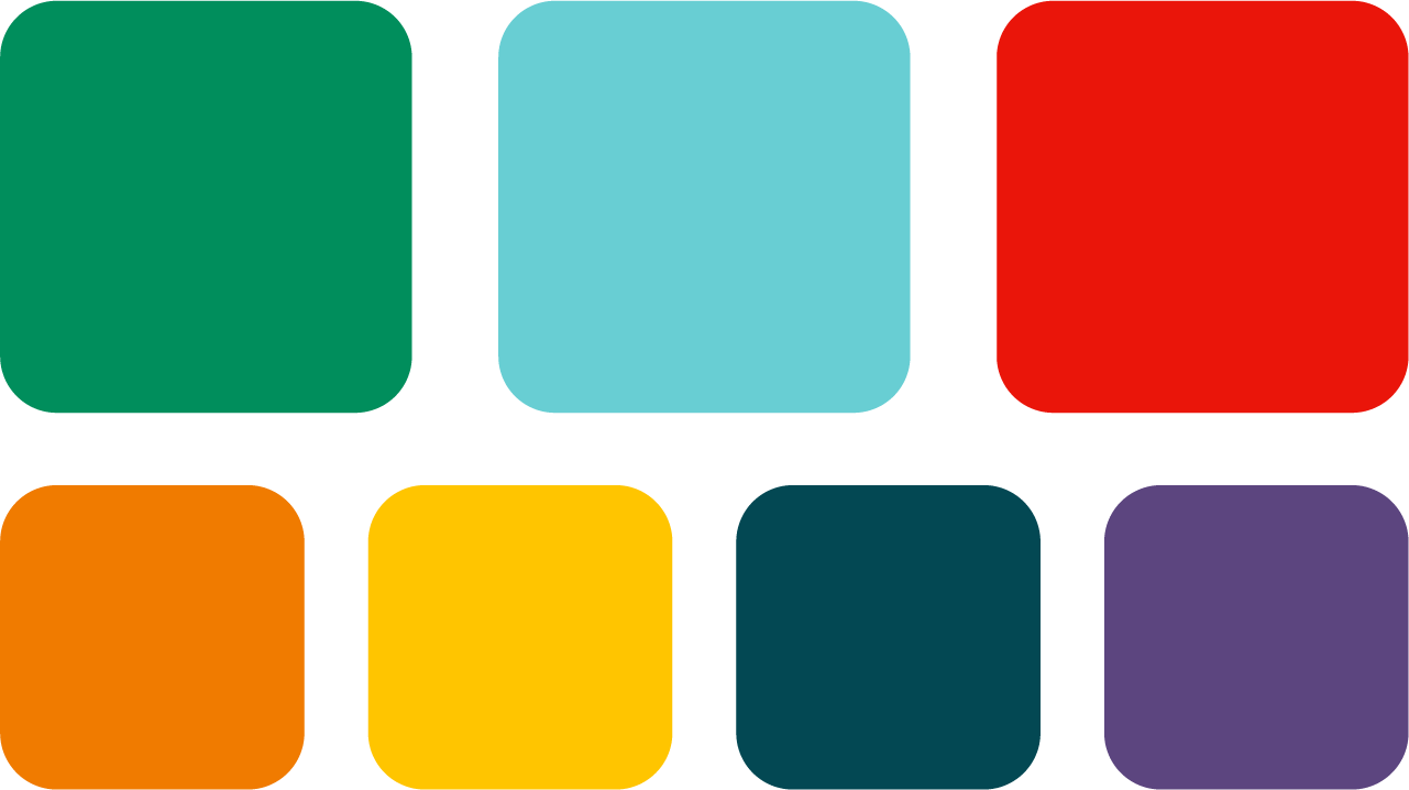 The color scheme of the IDTANA – green, blue, red, orange, yellow, teal, and purple.
